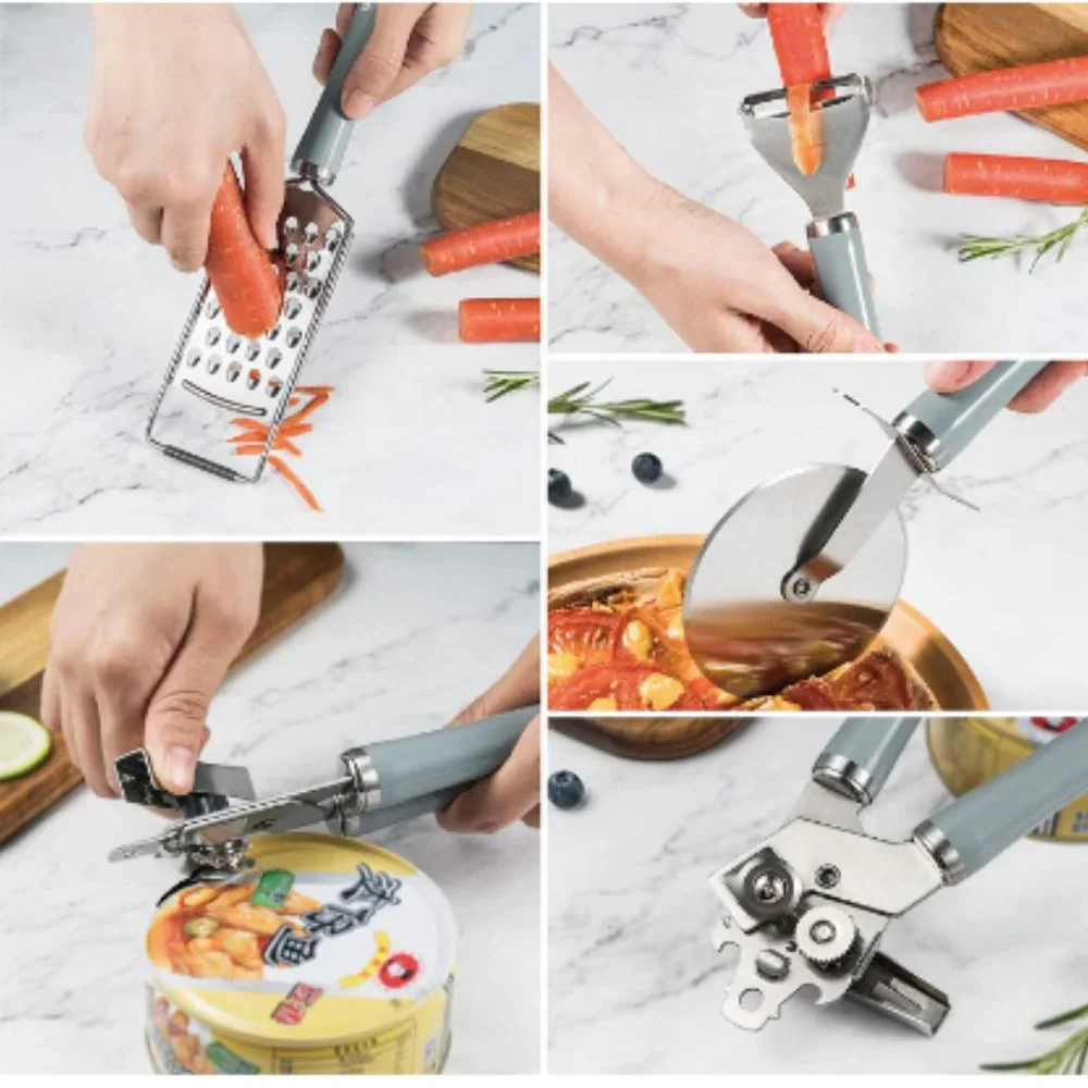 5 pc - Stainless Steel Kitchen Accessory Set w/ Gadget Holder  (Grey/Silver)